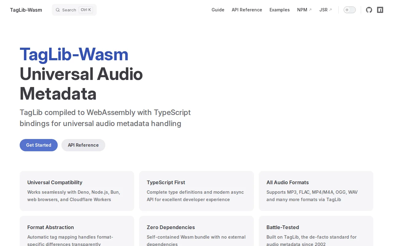 TagLib-WASM – Read/write audio metadata with all JavaScript runtimes