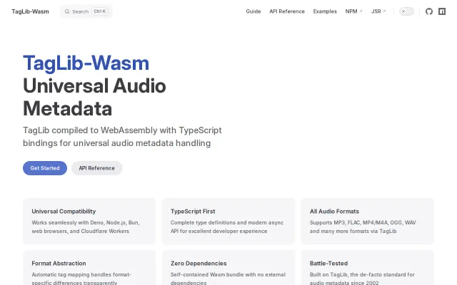 TagLib-WASM – Read/write audio metadata with all JavaScript runtimes