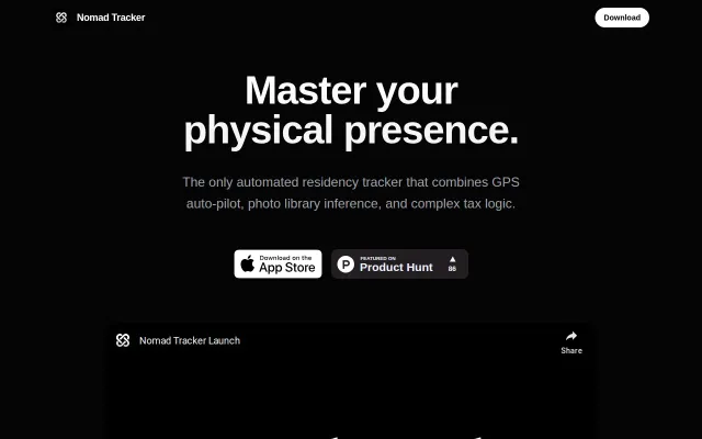 Nomad Tracker, a local-first iOS app to track visas and tax residency