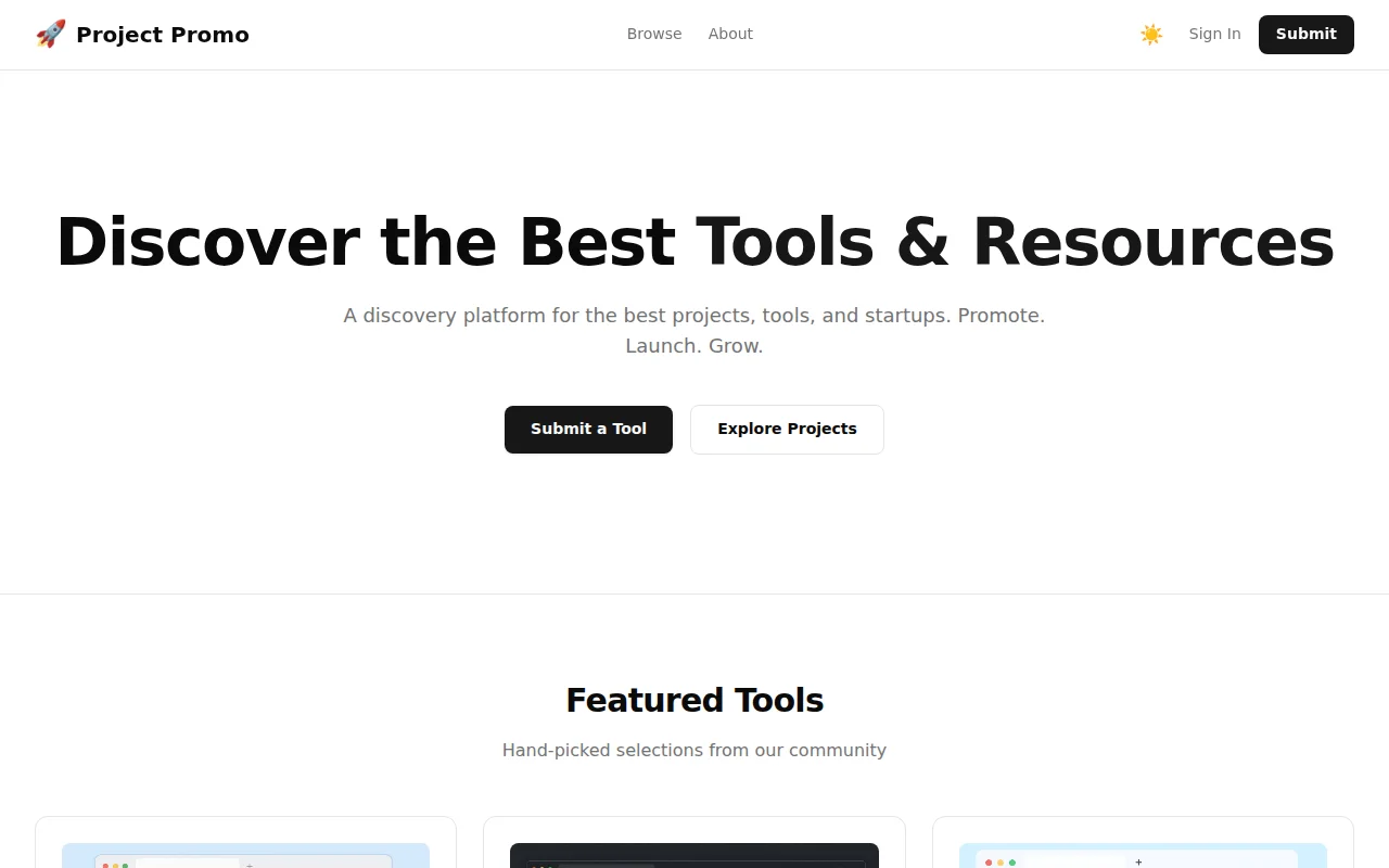 Project Promo – startup and project promotion platform
