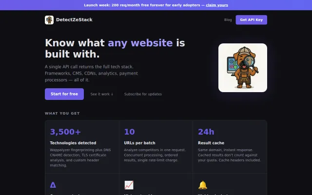 DetectZeStack – REST API to detect any website's technology stack