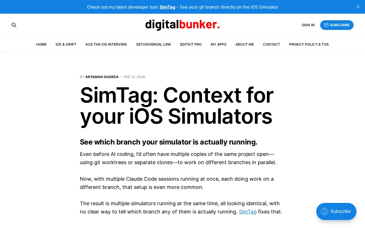 SimTag – See the active Git branch directly in iOS Simulator
