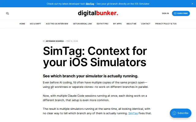 SimTag – See the active Git branch directly in iOS Simulator
