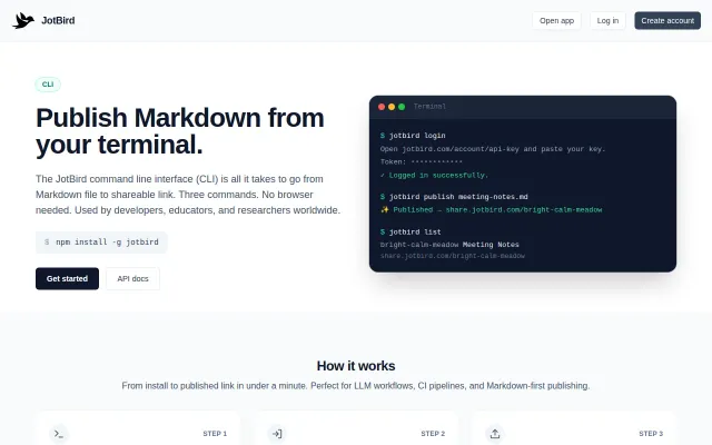 Publish Markdown to a shareable URL from your terminal