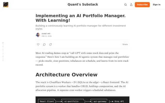 Implementing an AI Portfolio Manager. With Learning