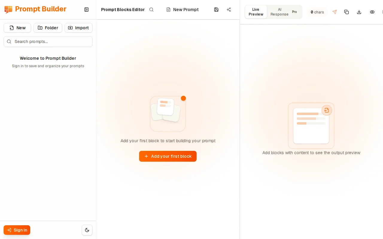 Prompt Builder – A block-based editor for composing AI prompts