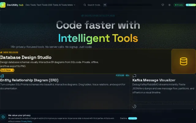 Free, private developer tools in the browser