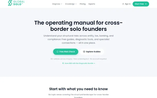 Global Solo – Structural risk diagnostic for cross-border solo founders