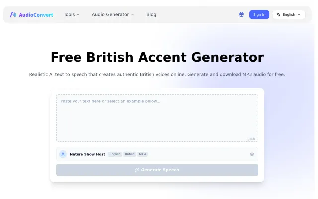 A free online British accent generator for instant voice conversion