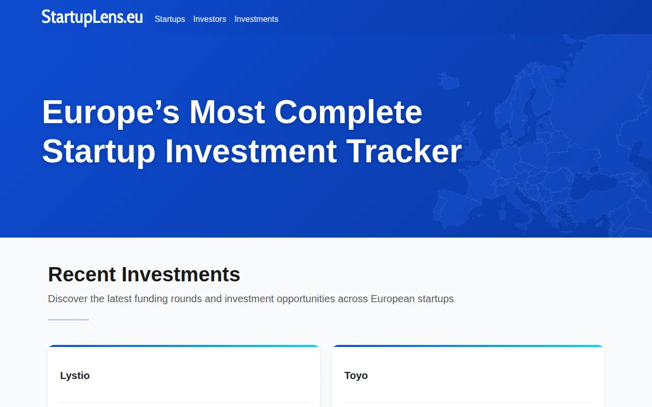 Startup Investment Tracker for Europe