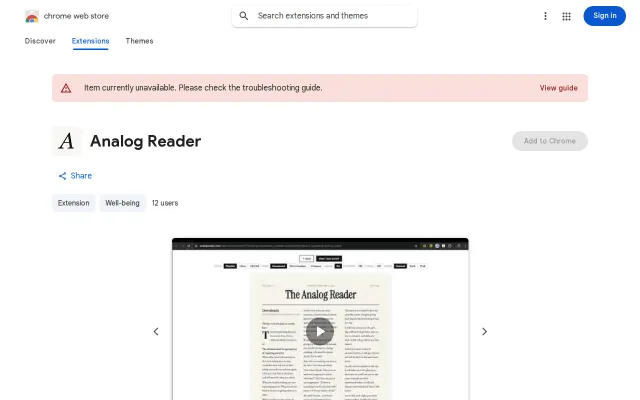 Analog Reader – Chrome Extension