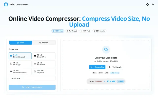 Video Compressor – 10x Faster via Dual-Engine (WebCodecs/WASM)