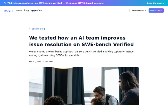 We achieved 72.2% issue resolution on SWE-bench Verified using AI teams