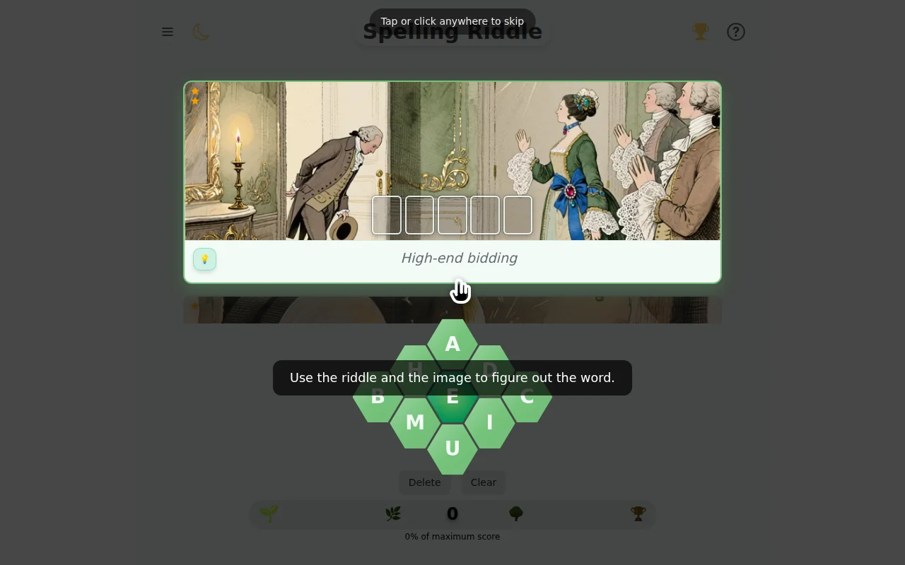 Spelling Riddle – Think Spellbee with crossword clue and visual hint