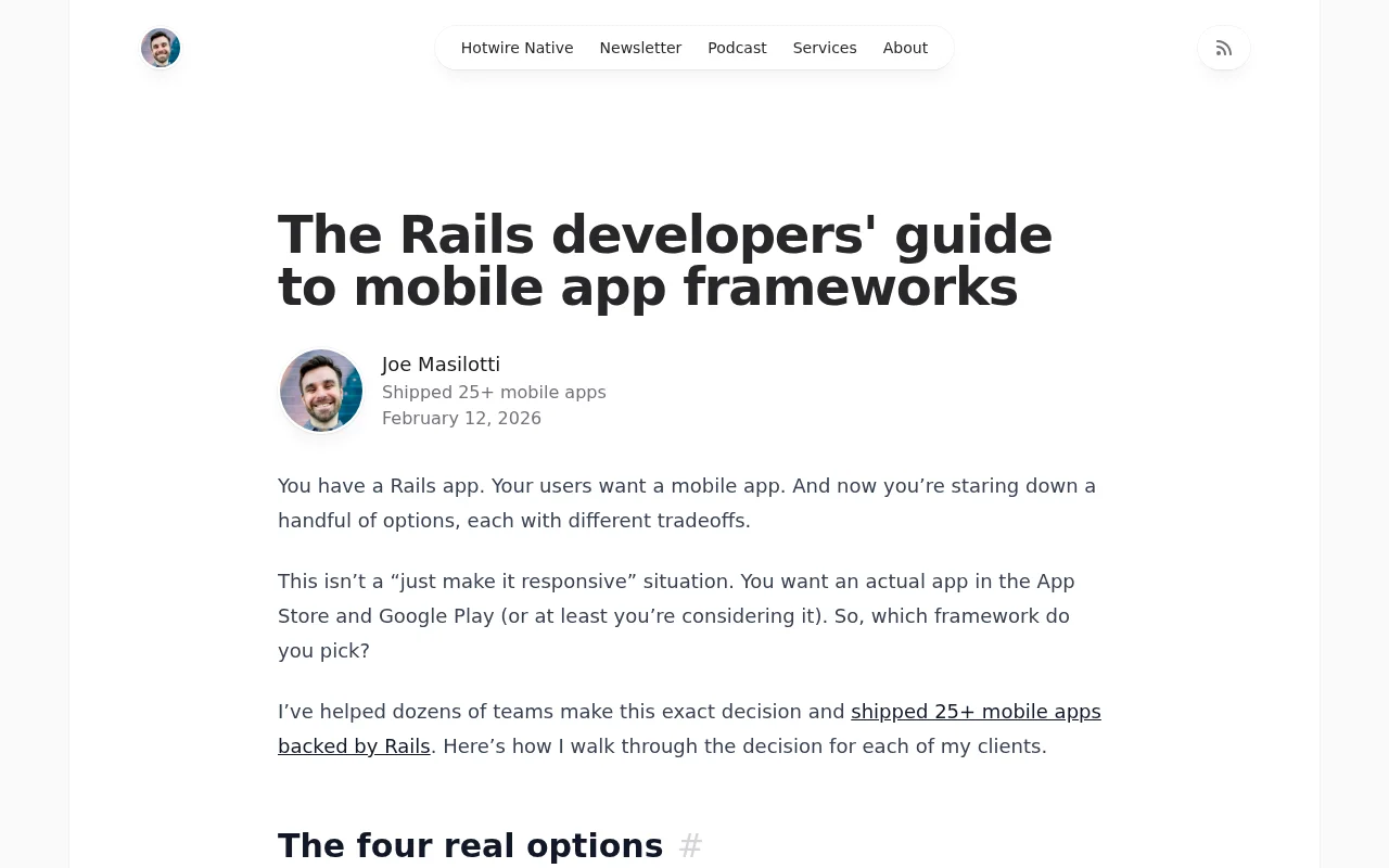 The Rails developers' guide to mobile app frameworks