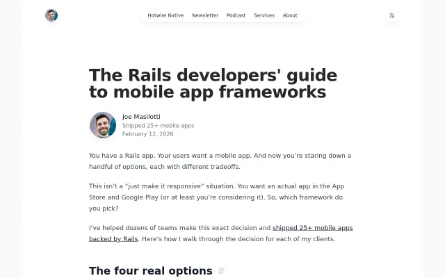 The Rails developers' guide to mobile app frameworks