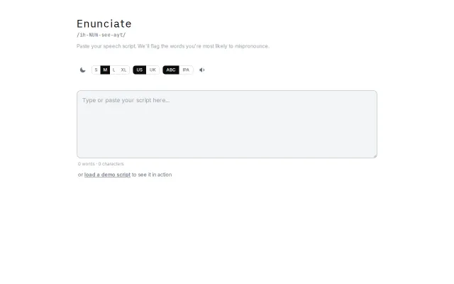 Enunciate – Paste a speech script, find the words you'll mispronounce