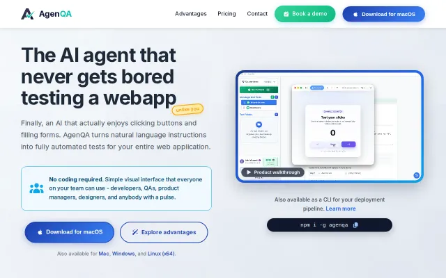 AgenQA – Turn natural language into E2E web app tests using AI