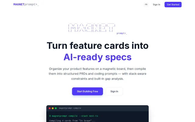 MagnetPrompt – visual feature board → AI-ready coding prompts