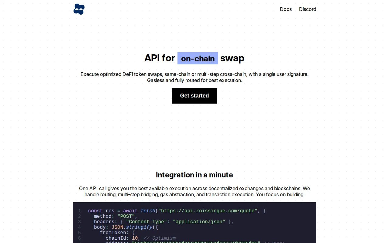 An API for on-chain swap