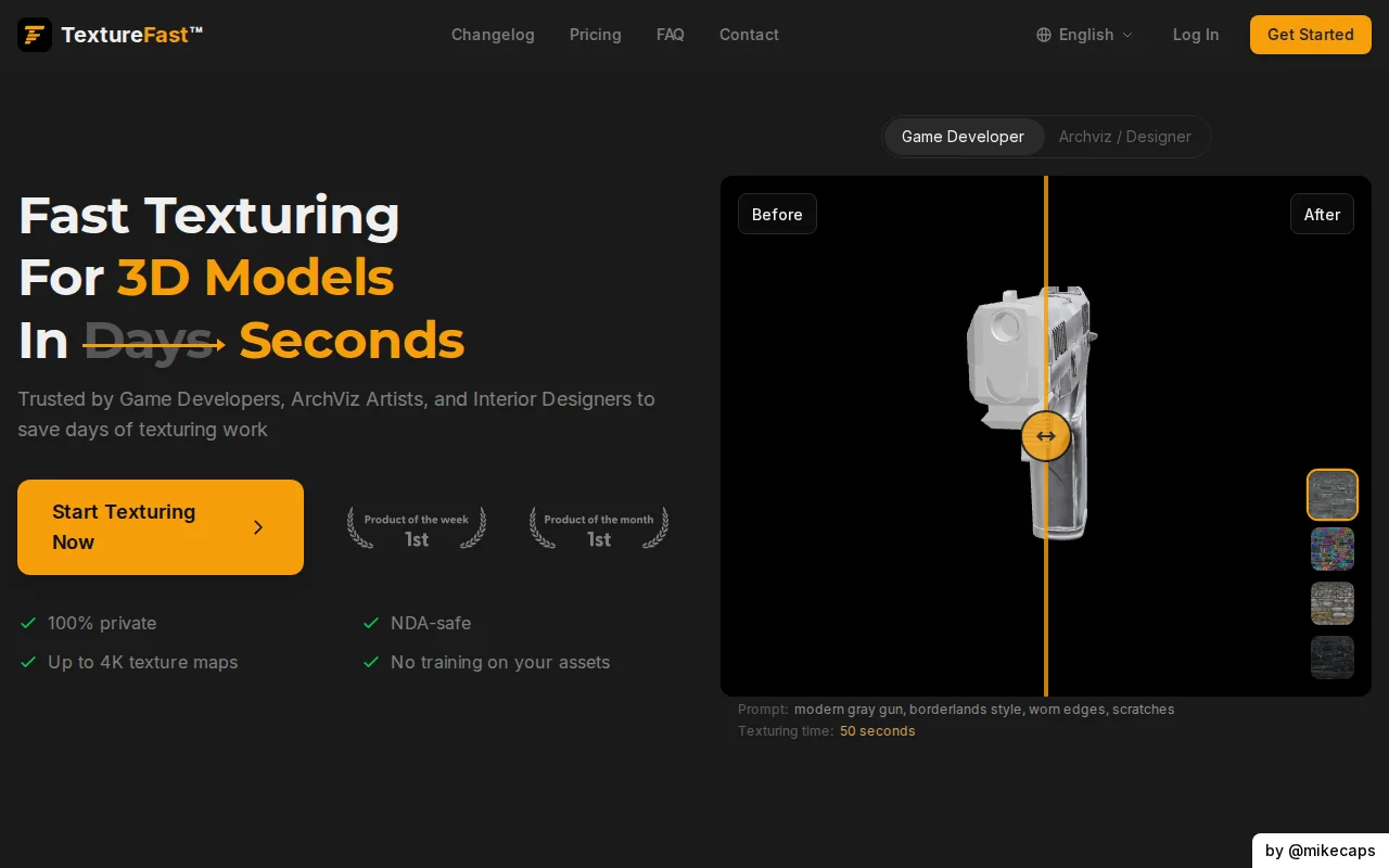TextureFast – Generate PBR textures for 3D models in seconds