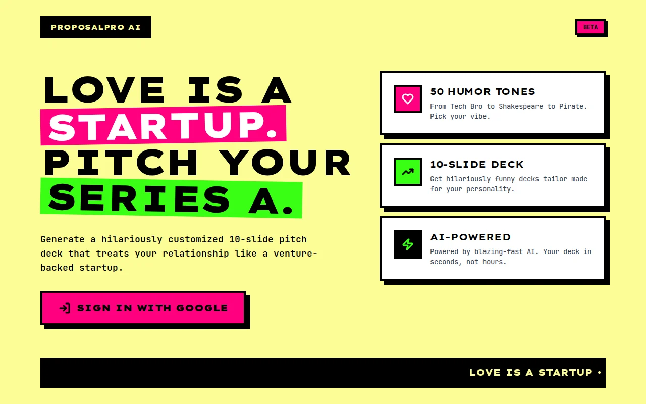 I built an AI that generates love proposals as pitch decks