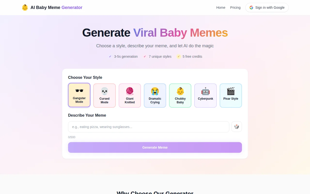 BabyMeme – AI baby meme generator with 7 styles