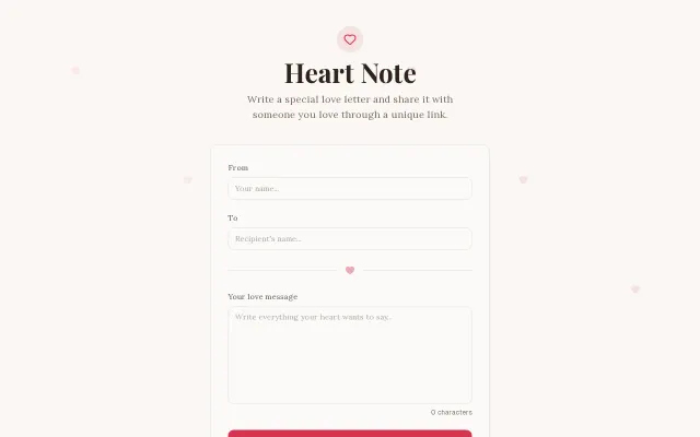Heart Note – a tiny web app to send beautiful one‑off digital letters