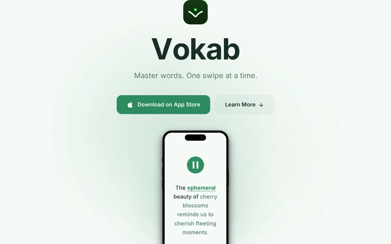 Built Vokab: a vocabulary learning app built with SwiftUI