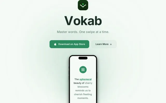Built Vokab: a vocabulary learning app built with SwiftUI