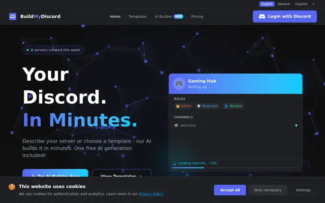 Describe your Discord server in one sentence – AI builds it in 60s