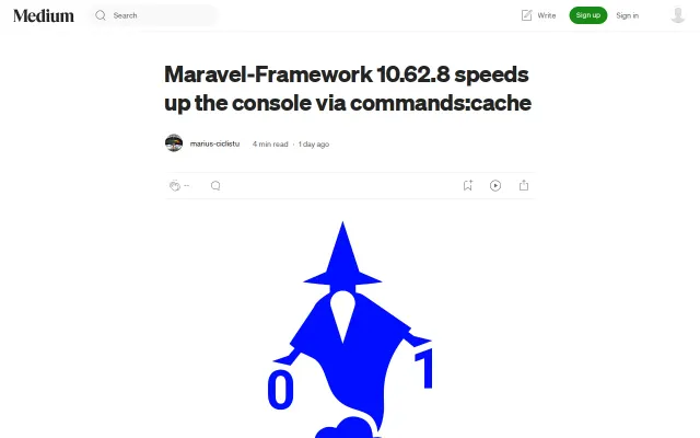 Maravel-Framework 10.62.8 speeds up the console via commands:cache