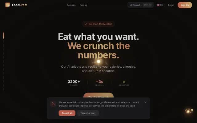 FoodCraft – AI cooking assistant that adapts recipes to your diet/goals
