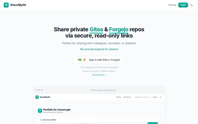 ShareMyGit – Share private Gitea repos without making them public