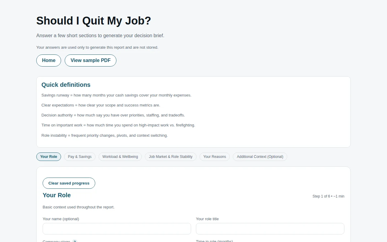 Decision Audit – A deterministic decision engine for career pivots
