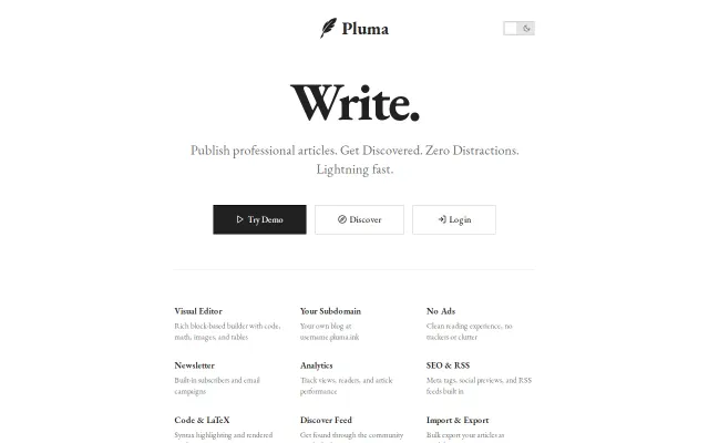 Pluma – Write professional articles for your ideas and projects