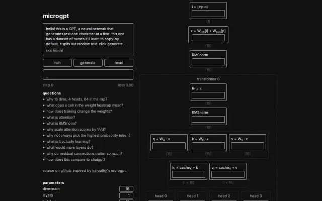 Microgpt is a GPT you can visualize in the browser