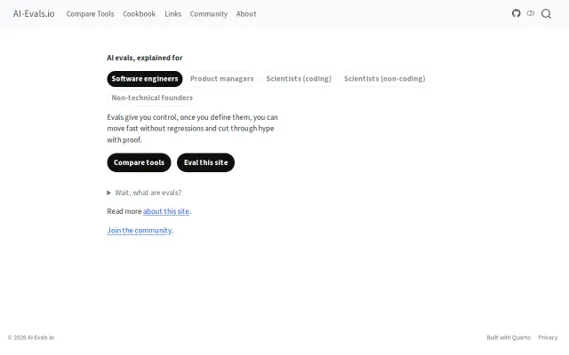 AI-Evals.io – Evaluate this site with the tools it reviews