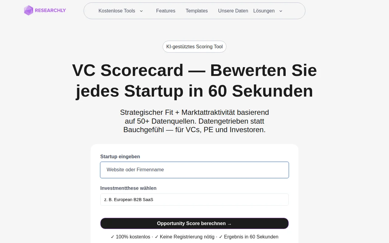 VC Scorecard score any startup or company in 60 seconds