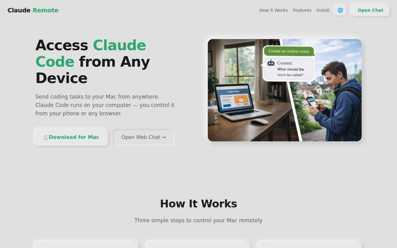 Claude Remote – control Claude Code on your Mac from your phone