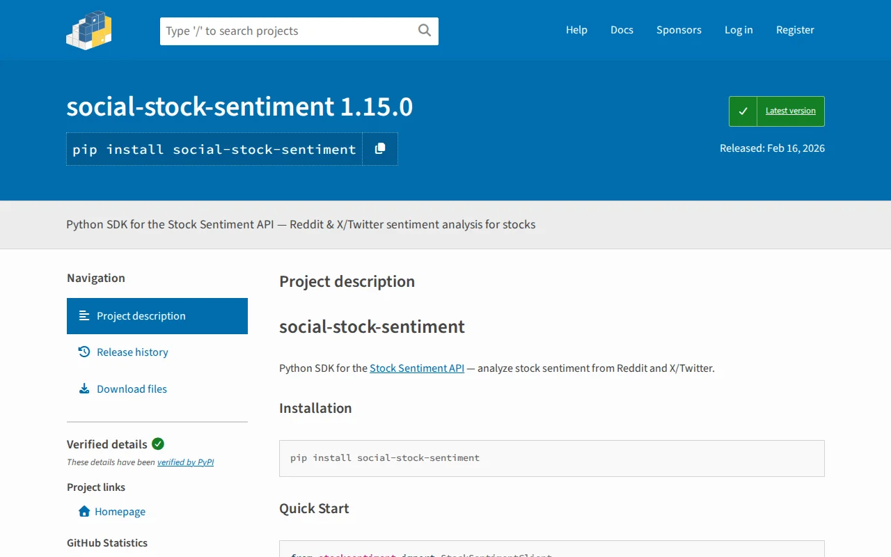 Stock Sentiment API with Python