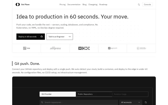Out Plane – Deploy any app in 60s with per-second pricing