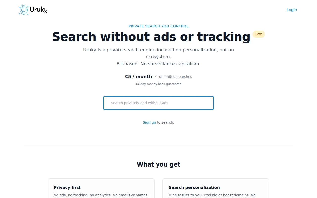 EU-based and simpler Kagi alternative – Uruky