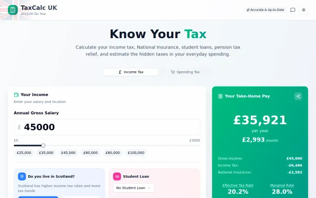 UK Taxation Calculator