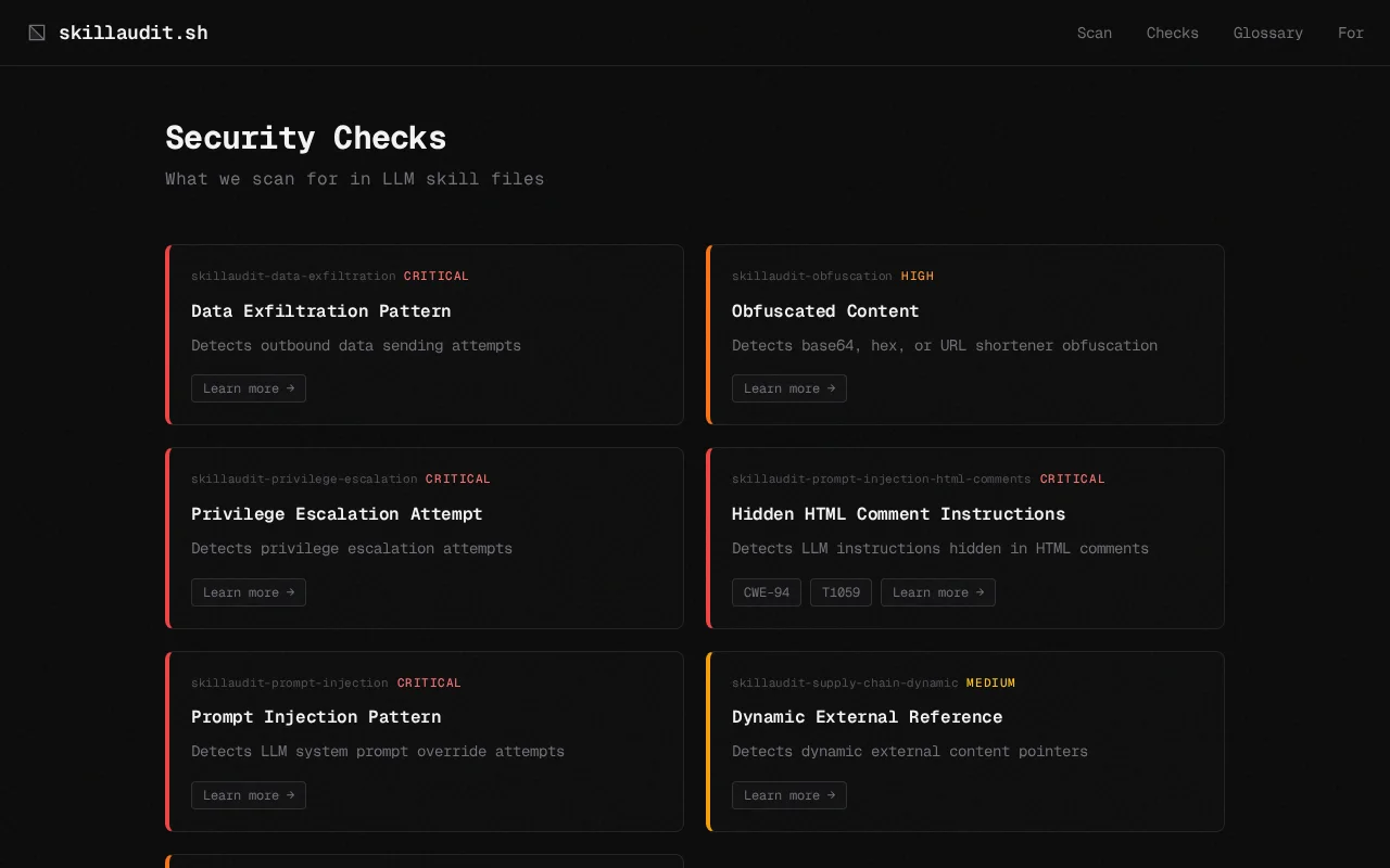 Skillaudit.sh – A minimalist security auditor for LLM skill definitions