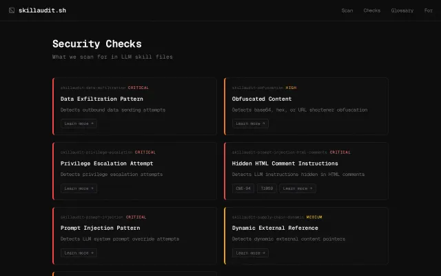 Skillaudit.sh – A minimalist security auditor for LLM skill definitions