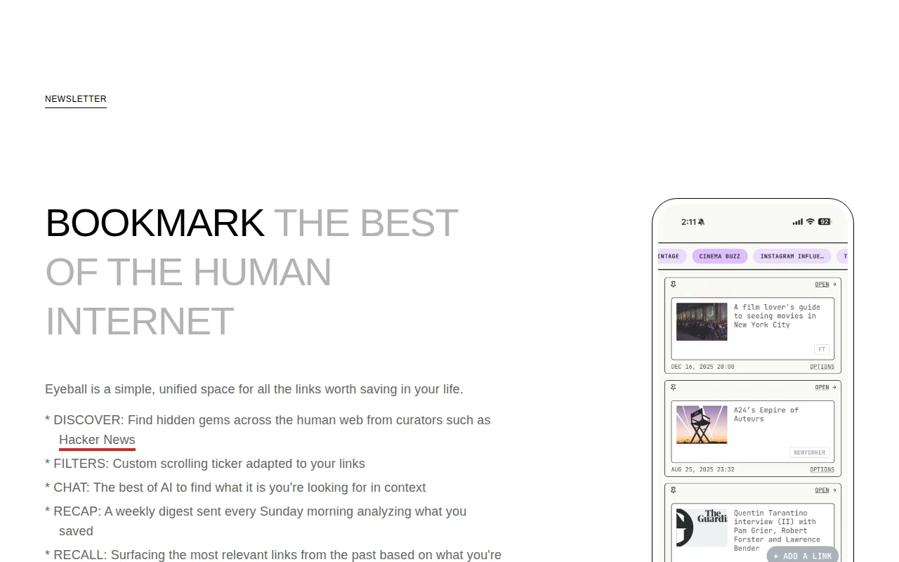 Bookmarking and AI and Curated RSS feeds in one app