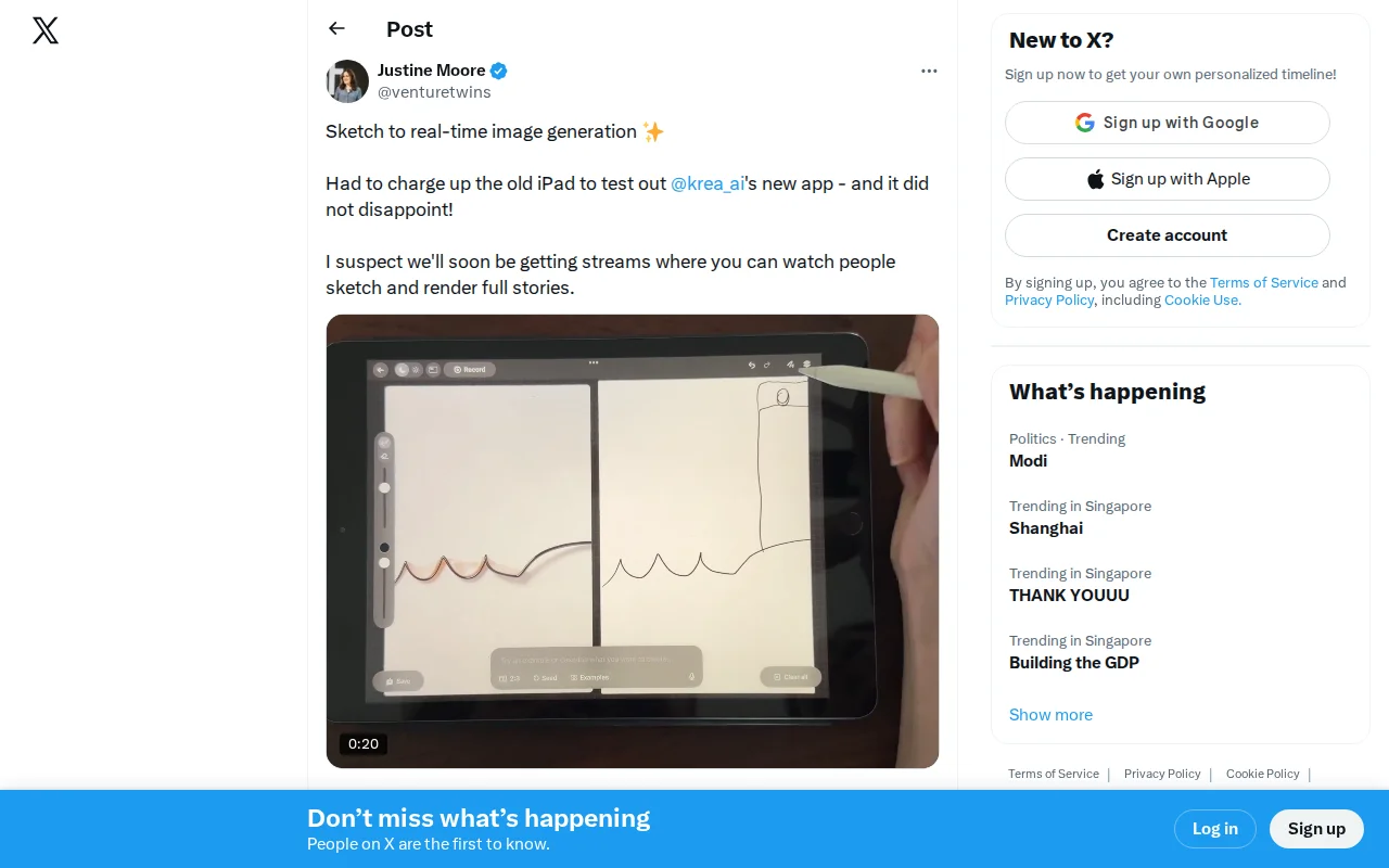 Krea iPad – real-time editing model with Apple Pencil input