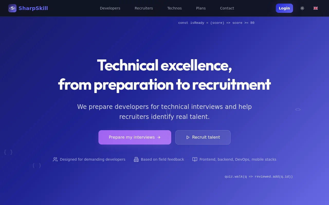 SharpSkill – AI-tool built to increase success in tech Interviews