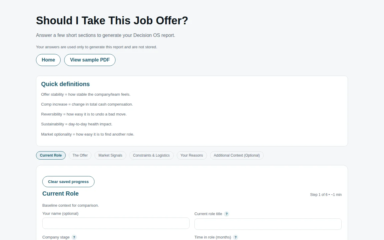 Decision OS – A framework to evaluate job offer risk (not just salary)